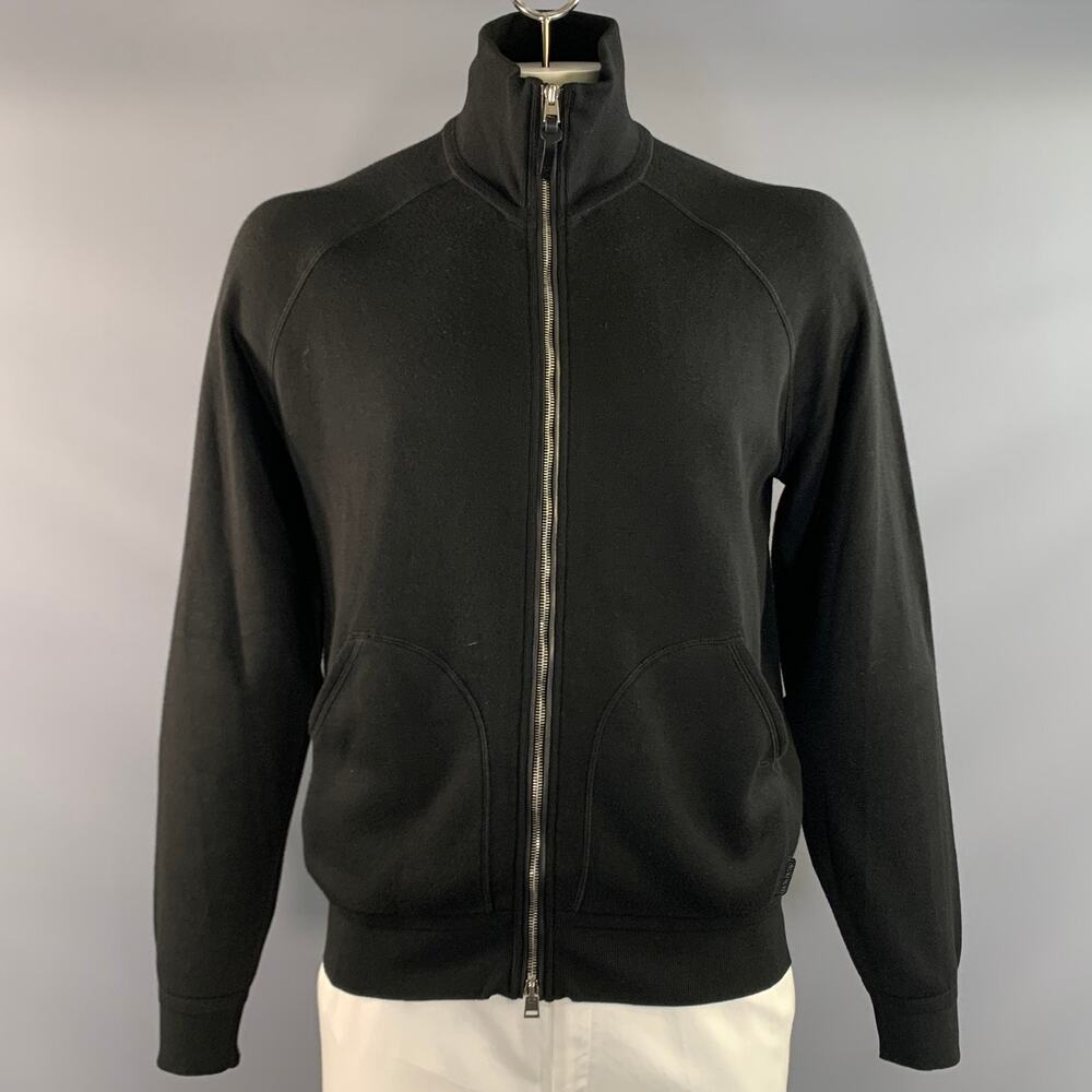 TOM FORD Size 44 Black Viscose Polyamide Zip Up Jacket
